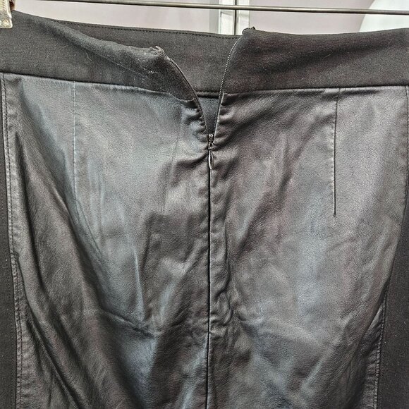 Ann Taylor Loft Women Skirt 8 Medium Black Faux Vegan Leather Short Midi Zipper - Picture 4 of 8